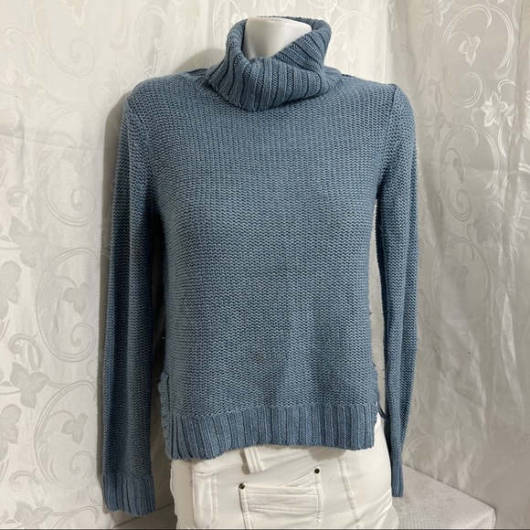 H&M Cerulean Blue Ribbed Knit Turtleneck Sweater - Picture 6 of 8